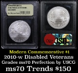 2010-w Disabled Veterans Modern Commem Dollar $1 Grades ms70, Perfection