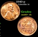 1940-p Lincoln Cent 1c Grades Gem+ Unc RB