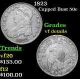 1823 Capped Bust Half Dollar 50c Grades vf details