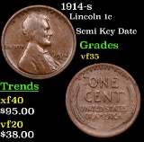 1914-s Lincoln Cent 1c Grades vf++