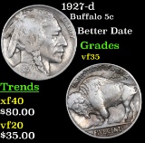 1927-d Buffalo Nickel 5c Grades vf++