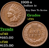 1908-s Indian Cent 1c Grades vf++