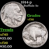 1914-p Buffalo Nickel 5c Grades vf++