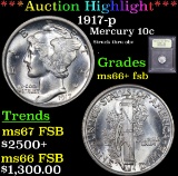 ***Auction Highlight*** 1917-p Mercury Dime 10c Graded GEM++ FSB By USCG (fc)