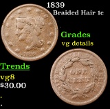 1839 Braided Hair Large Cent 1c Grades vg details