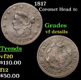 1817 Coronet Head Large Cent 1c Grades vf details