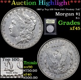 ***Auction Highlight*** 1887-p Top 100 Vam 25A 'Donkey Tail' Morgan Dollar $1 Graded xf+ By USCG (fc