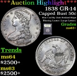 ***Auction Highlight*** 1838 GR-14 Capped Bust Half Dollar 50c Graded Select+ Unc By USCG (fc)