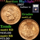 ***Auction Highlight*** 1907 Indian Cent 1c Graded Select Unc RD By USCG (fc)