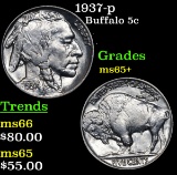 1937-p Buffalo Nickel 5c Grades GEM+ Unc