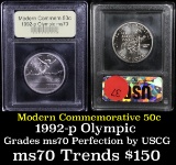 1992-p Olympic Modern Commem Half Dollar 50c Grades ms70, Perfection