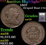 ***Auction Highlight*** 1807 Draped Bust Half Cent 1/2c Graded Select AU By USCG (fc)