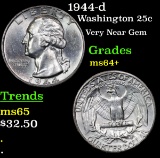 1944-d Washington Quarter 25c Grades Choice+ Unc