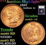 ***Auction Highlight*** 1897 Indian Cent 1c Graded Gem+ Unc RD By USCG (fc)
