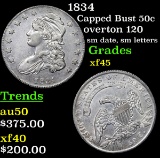 1834 Capped Bust Half Dollar 50c Grades xf+