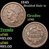 1845 Braided Hair Large Cent 1c Grades xf