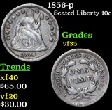 1856-p Seated Liberty Dime 10c Grades vf++