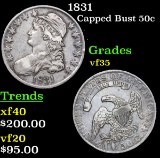 1831 Capped Bust Half Dollar 50c Grades vf++