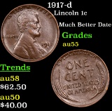 1917-d Lincoln Cent 1c Grades Choice AU