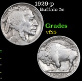 1929-p Buffalo Nickel 5c Grades vf+