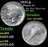 1921-p Peace Dollar $1 Grades Unc Details