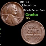 1913-s Lincoln Cent 1c Grades f+