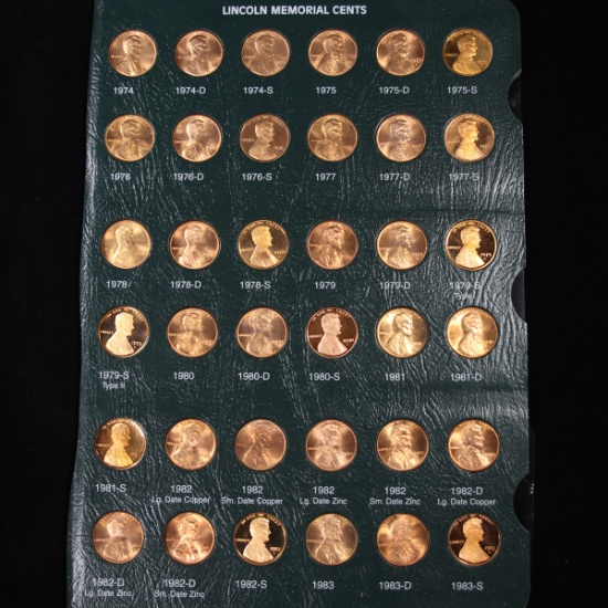 Complete Lincoln cent page 1974-1983 36 coins