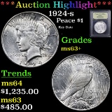 ***Auction Highlight*** 1924-s Peace Dollar $1 Graded Select+ Unc By USCG (fc)