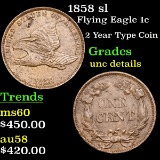 1858 sl Flying Eagle Cent 1c Grades Unc Details