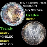 1882-s Rainbow Toned Morgan Dollar $1 Grades Choice+ Unc