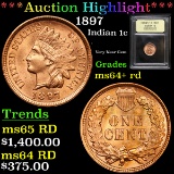 ***Auction Highlight*** 1897 Indian Cent 1c Graded Choice+ Unc RD By USCG (fc)