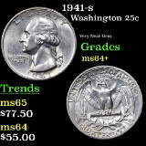 1941-s Washington Quarter 25c Grades Choice+ Unc