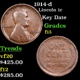 1914-d Lincoln Cent 1c Grades f+