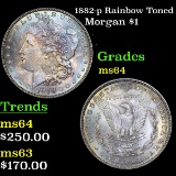 1882-p Rainbow Toned Morgan Dollar $1 Grades Choice Unc