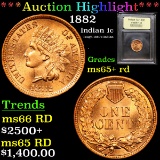 ***Auction Highlight*** 1882 Indian Cent 1c Graded Gem+ Unc RD By USCG (fc)