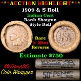 ***Auction Highlight*** Indian 1c Shotgun Roll, 1909 end, KEY date 's' mint other, Wow! (fc)