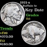 1921-s Buffalo Nickel 5c Grades f+