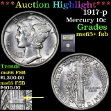 ***Auction Highlight*** 1917-p Mercury Dime 10c Graded GEM+ FSB By USCG (fc)