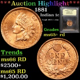 ***Auction Highlight*** 1881 Indian Cent 1c Graded Gem+ Unc RD By USCG (fc)