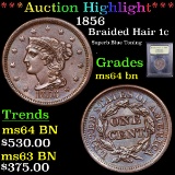 ***Auction Highlight*** 1856 Braided Hair Large Cent 1c Graded Choice Unc BN By USCG (fc)