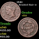 1841 Braided Hair Large Cent 1c Grades vf+