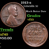 1913-s Lincoln Cent 1c Grades vf+