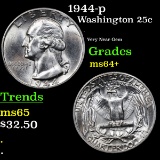 1944-p Washington Quarter 25c Grades Choice+ Unc