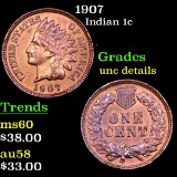 1907 Indian Cent 1c Grades Unc Details