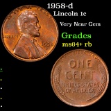 1958-d Lincoln Cent 1c Grades Choice+ Unc RB