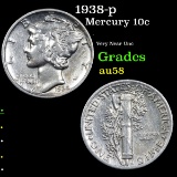 1938-p Mercury Dime 10c Grades Choice AU/BU Slider