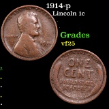 1914-p Lincoln Cent 1c Grades vf+