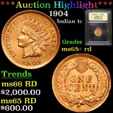 ***Auction Highlight*** 1904 Indian Cent 1c Graded Gem+ Unc RD By USCG (fc)