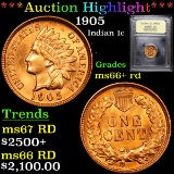***Auction Highlight*** 1905 Indian Cent 1c Graded GEM++ RD By USCG (fc)