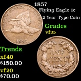 1857 Flying Eagle Cent 1c Grades vf++